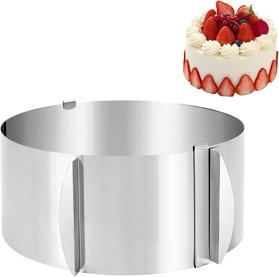 Adjustable Cake Ring Mould 16-30 cm, Telescopic Mousse Ring Stainless Steel Round Mold for Baking Metal Cooking Rings Stable Cake Ring for for Cooking Crumpets Pastry Mousse Desserts