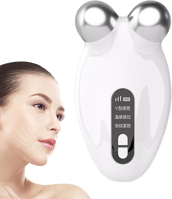 Face Lifting Microcurrent Device - Electric Face Massager Roller for Tightening & Sculpting | Facial Beauty Tool for Women & Men - EMS Skin Firming Massager for Home Use & Travel