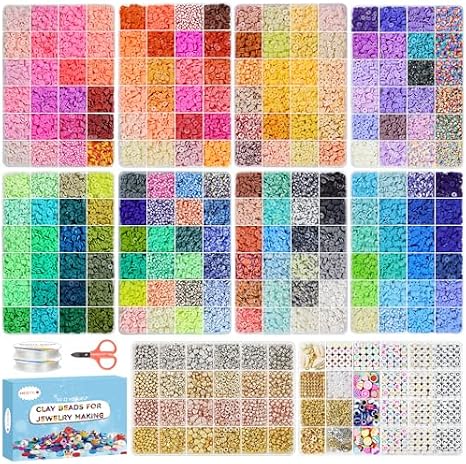 Redtwo 32000 Pcs Clay Beads Bracelet Making Kit with 2300 Gold Spacer Beads Set for Jewelry Making