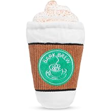 Barkbox Cup of Bark Roast Plush Dog Toy | Squeaky Stuffed Coffee Cup Toy with Fluff | Fun Novelty Toy for Dogs