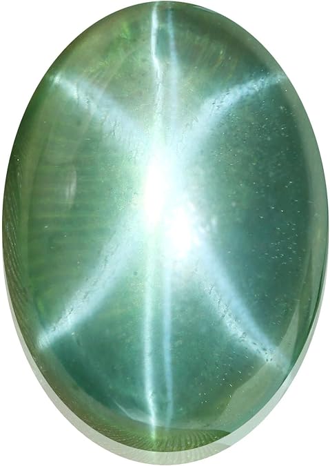 REAL-GEMS 8 Rays Genuine Green Star Sapphire 13 mm. 8.6 Carat 1 Pc Stone for Earring Stunning Star 8 Rays Green Cabochon Sapphire