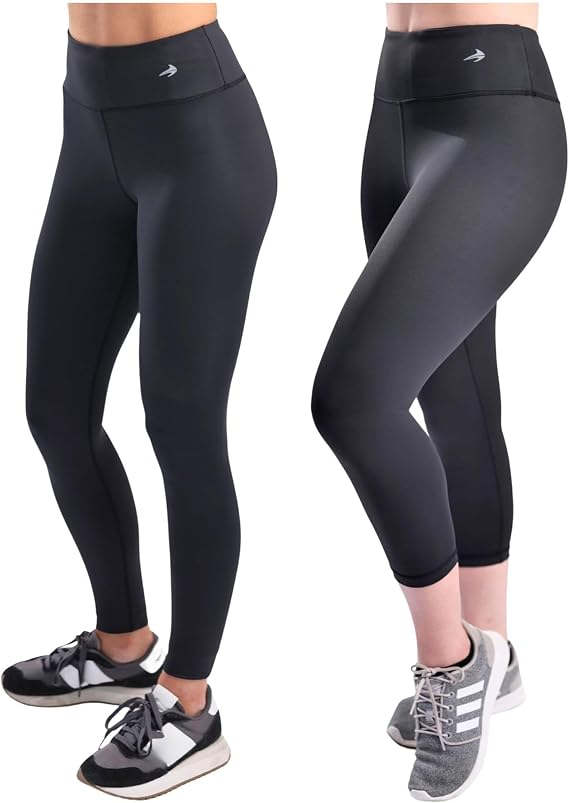 CompressionZ Tummy Control Compression Leggings for Women (Black-XL) & High Waisted Capri Workout Yoga Pants (Black-XL) Bundle