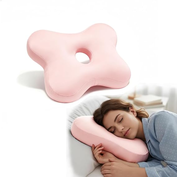 Pozico Ear Piercing Pillow for Side Sleepers, Ear Pillow with Hole, Pink