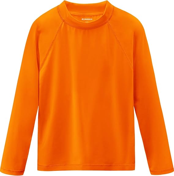 Boys Swim Shirts UPF 50+ Rash Guard Long Sleeve Quick Dry UV Protection Surfing Shirt Pool Bathing Shirt for Baby Toddler 4T Vivid Orange