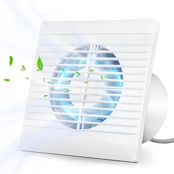 Bathroom Extractor Fan, 4 inch Ø 100mm Exhaust Fan, Powerful Wall Mounted Quiet Extractor Fans for Dehumidification Ventilation, Airflow 150 m³/Hour, Shower Extractor Fan for Bathroom (Without Timer)