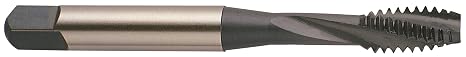 YG-1 H8 Series Premium HSS Spiral Flute Tap, Hardslick Coated, Round Shank with Square End, Modified Bottoming Chamfer, #10-24 Thread Size, H3 Tolerance