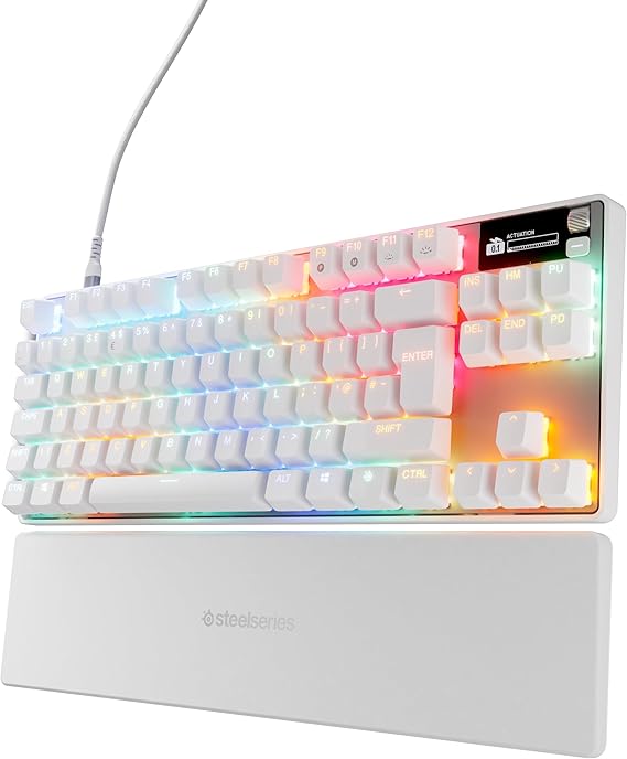 SteelSeries Apex Pro TKL Gen 3 - White Gaming Keyboard - Adjustable Hall Effect Switches; OmniPoint 3.0 - Game-Ready Presets - Rapid Trigger, Protection Mode, Rapid Tap/SOCD - English QWERTY
