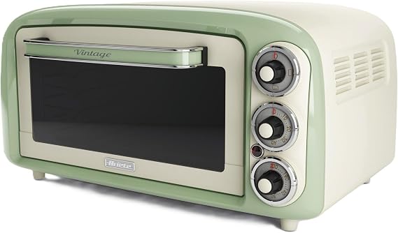 Ariete Vintage Fırın Yeşil 0979/04 - Pizza Fırını, 1380 Watt, 18 Litre Kapasite, 3 Pişirme Fonksiyonu, Paslanmaz Çelik Hazne, 60 Dakika Zamanlayıcı, Çift Cam, 230°C ye Kadar Sıcaklık, Kolay Temizleme [Enerji Sınıfı A]