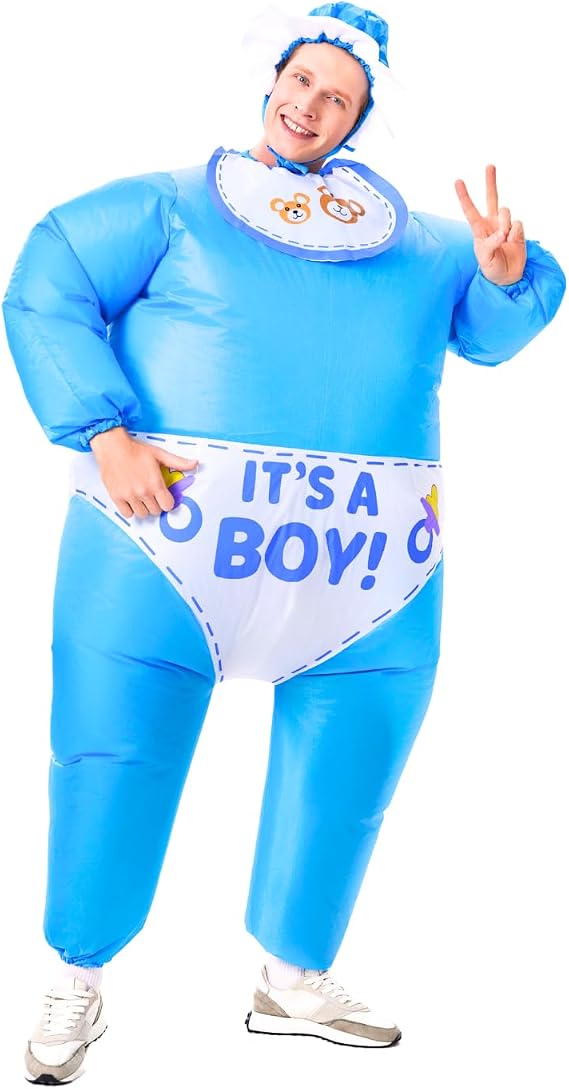 PTS Inflatable Costume Adult, Blow Up Blue Boy Baby Costume for Halloween Inflatables Cosplay Party