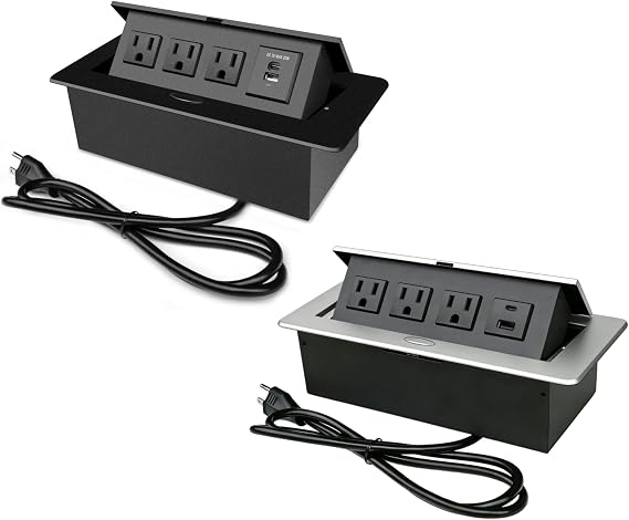 Power Hub for Conference Table PD20W USB-C Fast Charging, Black+Silver