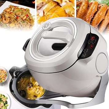 6L Full Automatic Cooking Machine, Multi-Function Stir-Fry Machine, One-click Smart Start, Three Speed Adjustable,360 Automatic Rotation,Suitable for Stir Frying, Stewing, Cooking