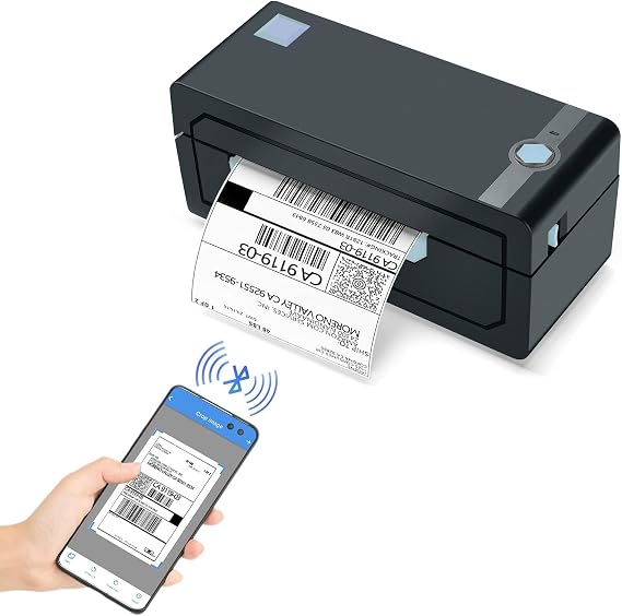 JADENS Bluetooth Thermal Label Printer, 4x6 Shipping Label Printer, 50 Labels Included, Compatible with Hermes, Royal Mail, DHL, DPD, Evri, Amazon, Shopify