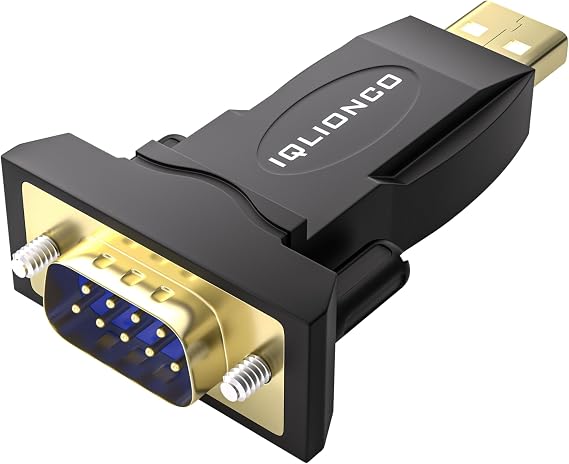 Black USB 2.0 to DB9 Male RS232 Serial Adapter with FTDI FT232RL Chip - Gold-Plated Connectors - Compatible with Windows 11/10, Mac, Linux