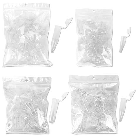 400Pcs 0.2ml 0.5ml 1.5ml 2ml Plastic Test Tube with Lids,Plastic Centrifuge Tube with Lid, Micro Test Tubes Sample Vial,for Laboratory Pigments Lab Industrial Use