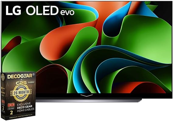 LG OLED83C3PUA OLED evo C3 83 Inch HDR 4K Smart OLED TV (2023 Model) with Deco Gear 4K HDMI 2.0 Cable w/Pure Copper Conductors x2 & CPS Exclusive 26 Month Protection Pack Bundle (BEACH-CPS-265000)