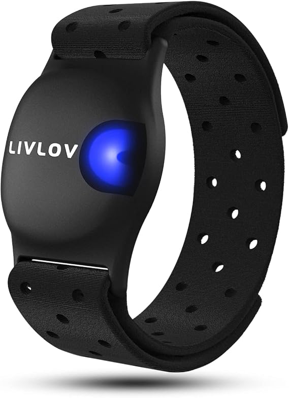 V9 Bluetooth ANT+ Heart Rate Monitor Armband, Rechargeable HRM Sensor IP67 Waterproof Optical Armband Heart Rate Monitor for Peloton Garmin Polar Wahoo Strava Zwift DDP Yoga
