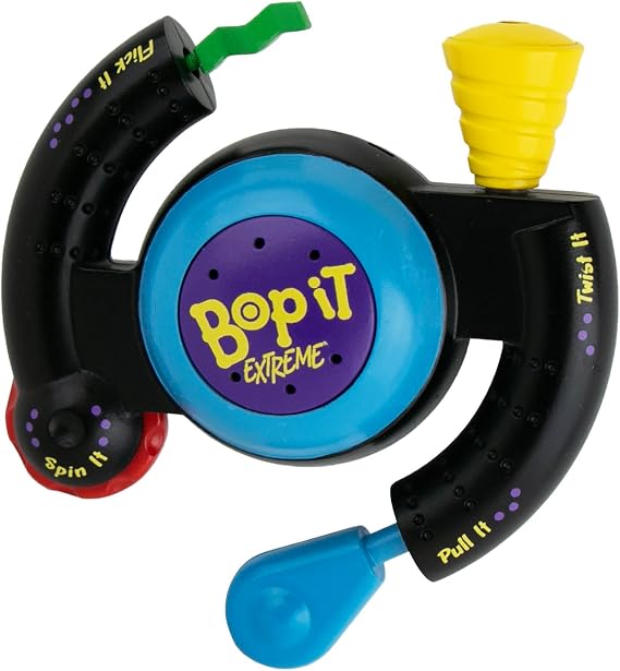 Worlds Smallest Bop It Extreme Fully Functional Mini Electronic Skill Game with Bop It, Twist It, Pull It, Spin It & Flick It Actions, Ages 6+