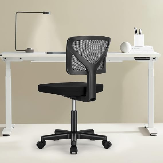 Sweetcrispy Small Armless Desk Chair, Mesh Rolling Office Chairs