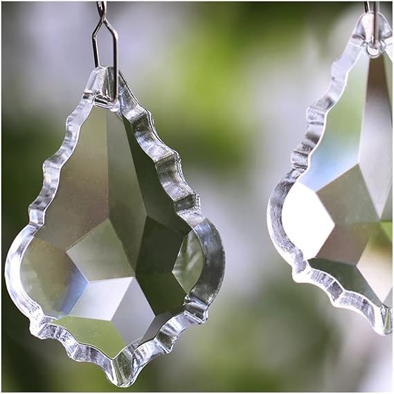 Chandelier Crystal Prisms Pendants 5 Piece Clear Maple Leaf Crystal Prism Suncatchers Chandelier Parts Glass Lighting Hanging Pendants Crystals Lighting Lamp Replacement Parts (Size : 63mm)
