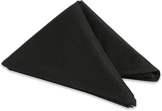 100 pcs Black 17"x17" Polyester Cloth Napkins | Premium, soft, durable square linen napkins, perfect for weddings, dining, restaurants, parties. Washable.