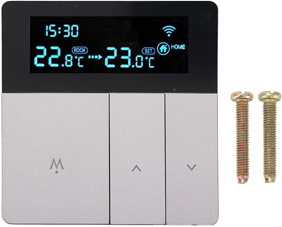 Smart Thermostat Programmable LCD Color Display High Accuracy Temperature Control for Water Boiler Heating Home Office AC90-240V Grey Without (WiFi, (Voice Control for Yandex Alice, for)