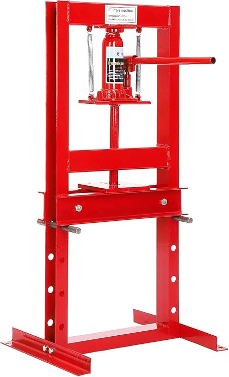 Heavy Duty Hydraulic Workshop Press 6 Ton Bench Press Machine Adjustable H Frame Hydraulic Garage Press Tool for Bearings, Bushes, Gears and Automotive Workshop Repair Use