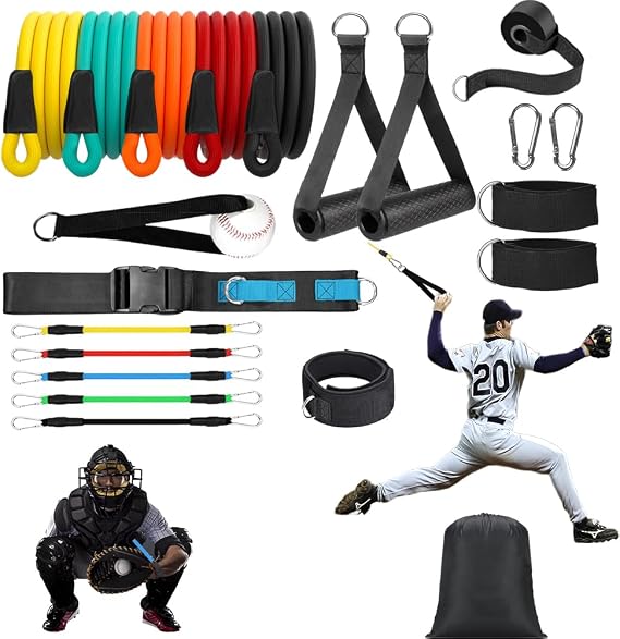 Complete Baseball Resistance Training & Catcher Aid Bundle Boost Pitching Speed, Arm Strength, Throwing Accuracy, Catching Mechanics, Swing Flexibility, Core Stability, Baseball & Softball Training