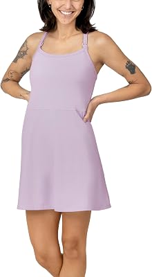 Kindred Bravely Stevie Active Racerback Nursing Dress | Maternity & Breastfeeding Tennis Dress Lavender Mist, X-Large