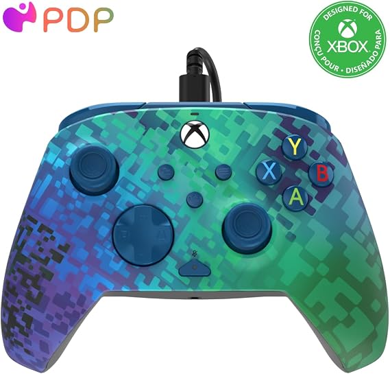 PDP REMATCH XBOX WIRED Controller GLITCH GREEN for Xbox Series X|S, Xbox One, Officially Licensed