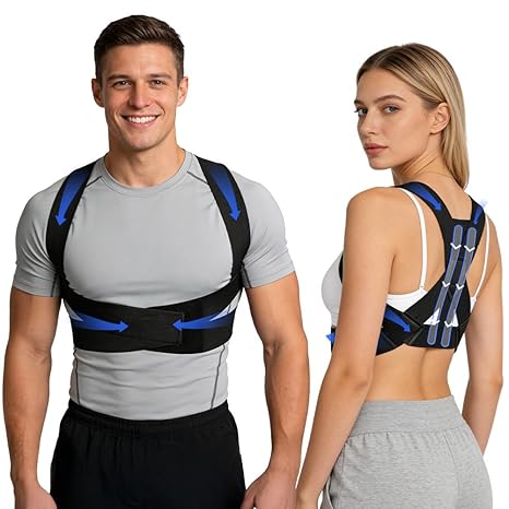 Posture Corrector for Women and Men, Adjustable Back Brace Posture Corrector, Breathable Upper Back Straightener, Lightweight Backs Support Belt for Neck Shoulder, L (Black)