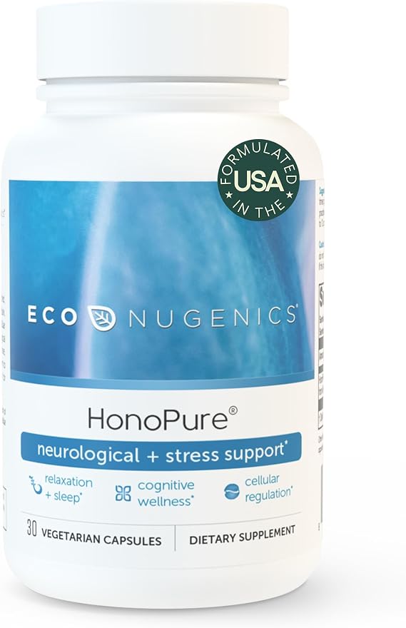 EcoNugenics HonoPure Magnolia Bark Extract 98% Pure Honokiol Supplement Helps with Brain Function, Sleep Aid, Stress Relief & Overall Mood Nootropic with GABA & Antioxidant Support 30 Capsules