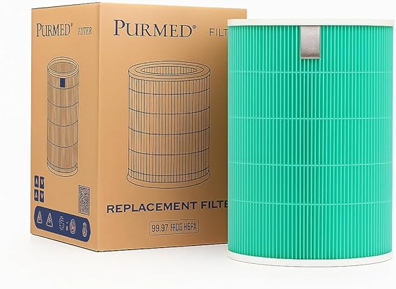 Purmed Xiaomi Smart Air Purifier 4 Uyumlu Yedek Filtre Seti – Antibakteriyel Yeşil HEPA Filtre + Değiştirilebilir İç Karbon Filtre | Çift Filtreli Hava Temizleyici Yedek Parça