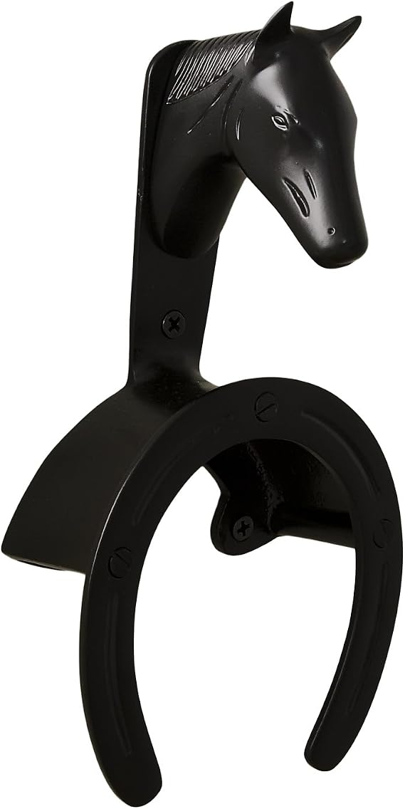 Brass Horse Head Bridle Rack (Black)