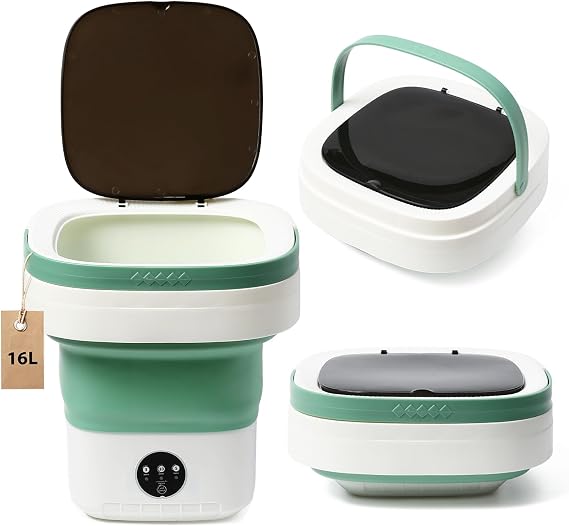 Mini Portable Foldable Washer - 16L Portable Washing Machine, Spin dryer, Small Folding Washing Machine 3 Cleaning Modes for Baby Clothes/Intimate Apparel, for Travel, Home