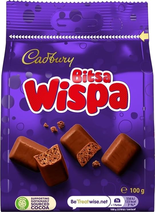 Cadbury Milk Chocolate Wispa Bitsa, Sharing Bag, Bite Size Treats, 100 g (Pack of 1)