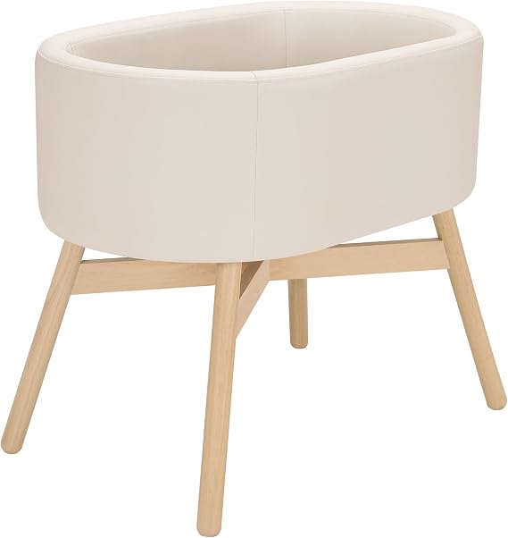 Babyletto x GATHRE Capsule Bassinet in Vegan Ivory Leather