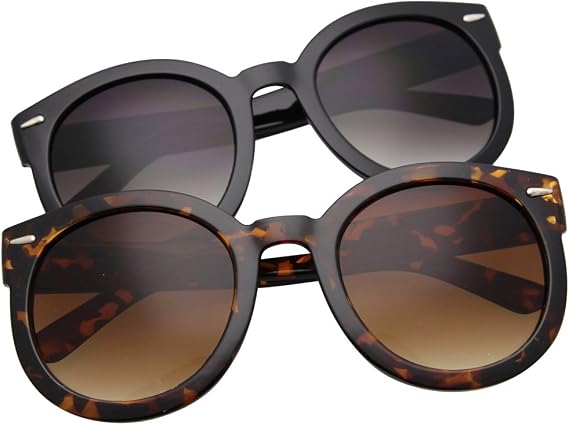 grinderPUNCH Oversized Sunglasses For Women Round Circle Oversized Mod Fashion 2 Pack