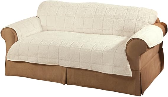 Bradley Sherpa Sofa Protector - Slipcover Natural Ivory | Natural