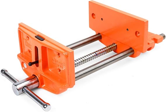 Pony Jorgensen 27091 Medium Duty Woodworker's Vise, Orange, Grey, 9-Inch By 7-Inch | 7" Jaw Width, 9" Maximum Opening, Bench Vice for Medium Duty Home, Shop and Professional Use, Orange, Grey