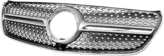 Front Grille Compatible for Mercedes Benz V Class W447 V260 V250 2015-2019 2020-2023 Front Bumper Racing Diamond Grill Tuning Accessories(Sliver 2015-2019)
