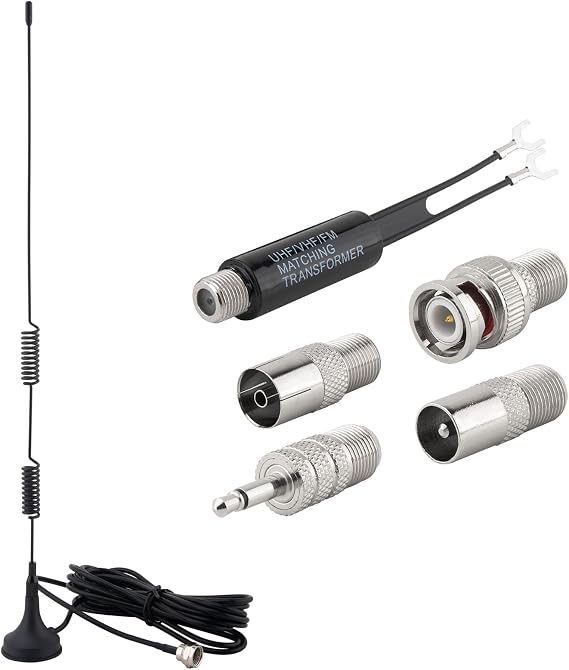FM Antenna Indoor FM Radio Antenna Magnetic Base with PAL BNC 3.5mm and 75 to 300 Ohm Adapter Connector for Home Stereo Receiver Pioneer Onkyo Yamaha Marantz Indoor Digital HD Radio FM Radio