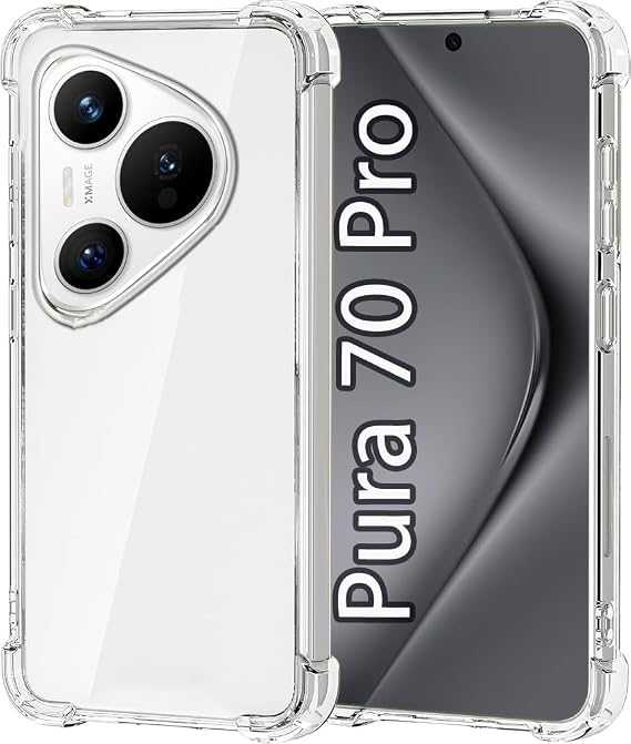 USTIYA Case for Huawei Pura 70 Pro, Pro+, Pro Plus - Transparent TPU Four Corners Military-Grade Protection Cover