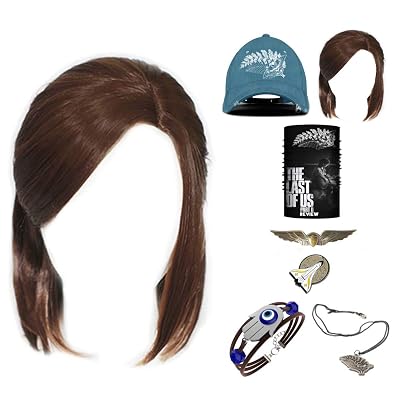 Ellie Wig The Last of Us Wig Brown Half Bun Cosplay Accessories Women Girls Kids