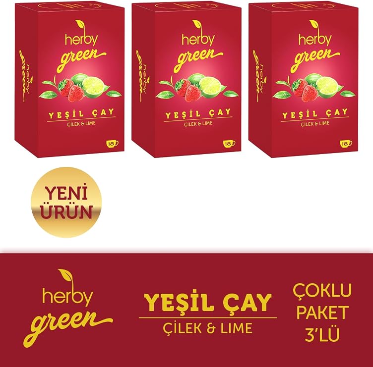 Herby Yeşil Çay Çilek ve Lime 3'lü paket