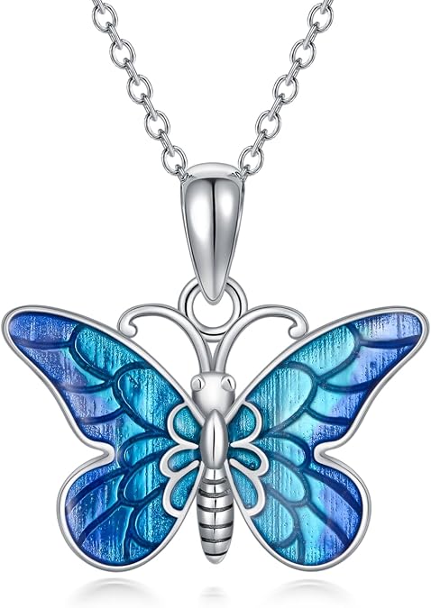 Butterfly Necklaces S925 Sterling Silver Butterfly Pendant for Women Present for Wife Girlfriend Mother
