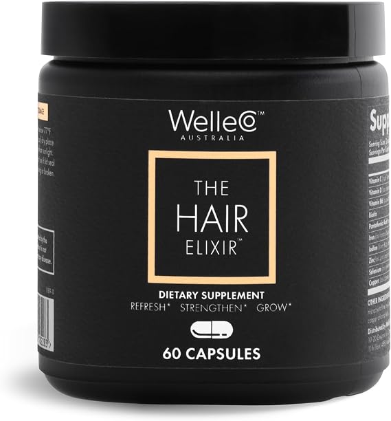 WelleCo The Hair Elixir Vegan Care Supplement with, 60 Capsules