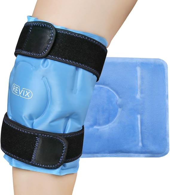 REVIX Knee Ice Pack Wrap for Pain Relief, Reusable Gel Cold Compress, Blue