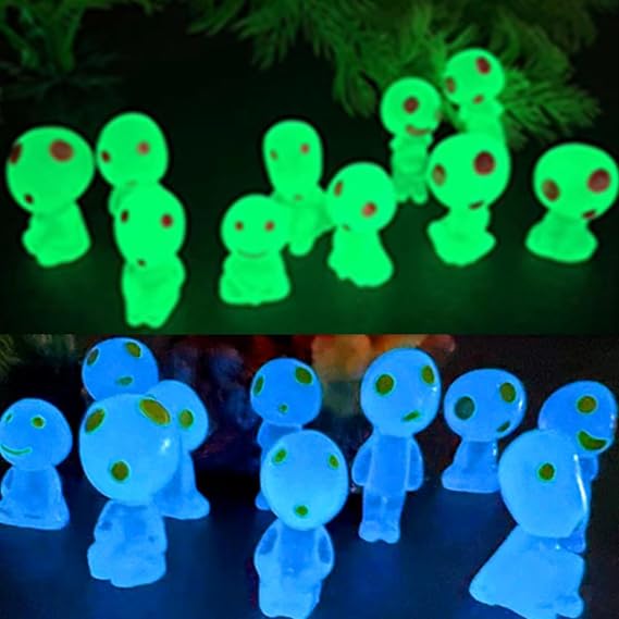 Pack of 20 Luminous Alien Figures - Glow Elves & Forest Spirits Funny Sculptures for Table, Children's Room & Aquarium Decoration