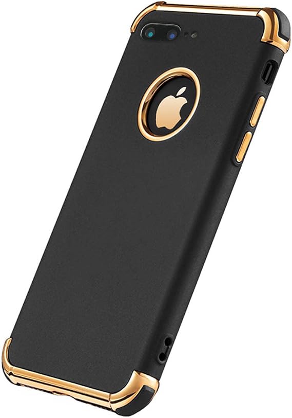 for iPhone 7 Plus Case, Ultra Slim Flexible Matte Case, Elegant 3 in 1 Electroplated Luxury Phone Case Compatible for iPhone 7 Plus (Black)