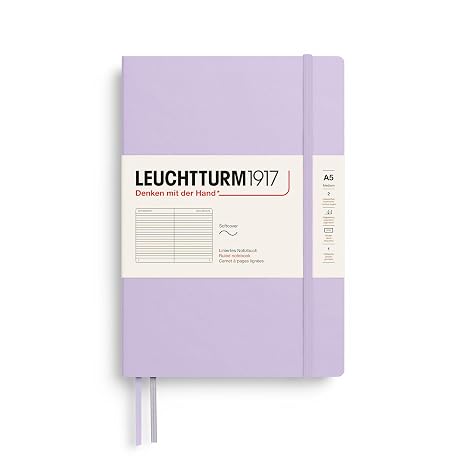 LEUCHTTURM1917 - Notebook Softcover Medium A5-123 Numbered Pages for Writing and Journaling (Lilac, Ruled)